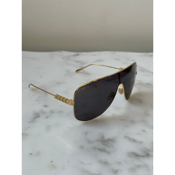 NEW Gucci GG1436S Gold Metal Shield Grey Lens Sunglasses main image 8